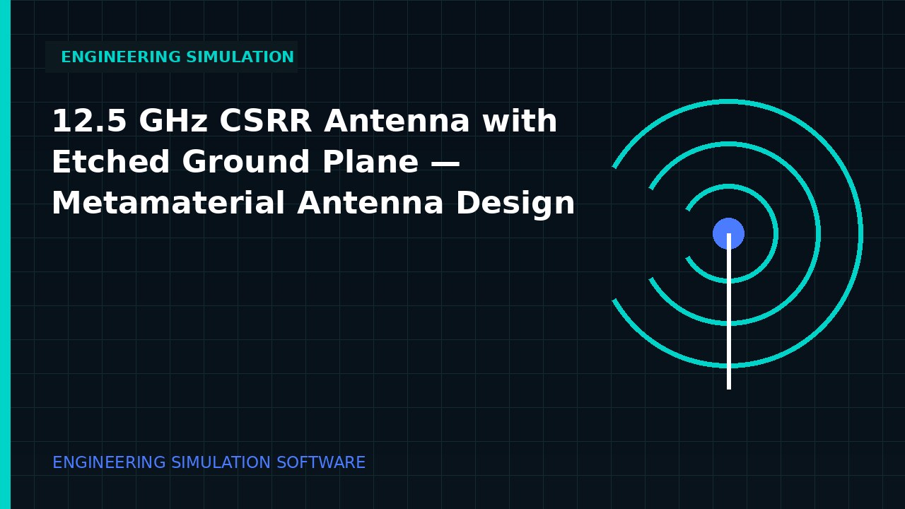 12.5 GHz CSRR Antenna with Etched Ground Plane | Metamaterial Antenna Design engineering simulation video thumbnail