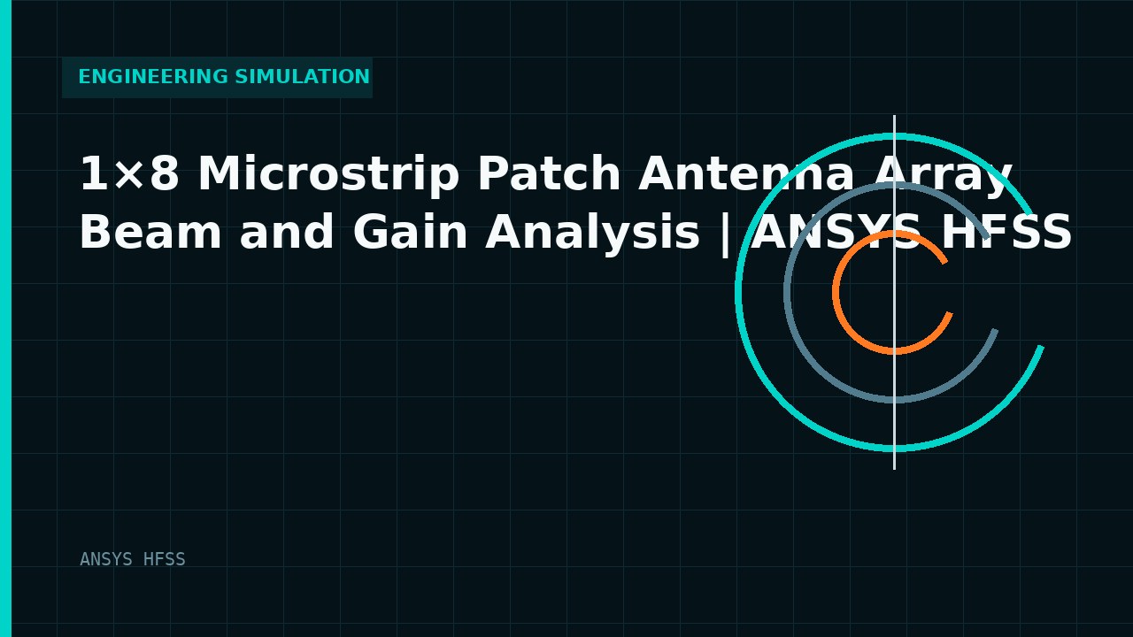 1×8 Microstrip Patch Antenna Array Beam and Gain Analysis | ANSYS HFSS engineering simulation video thumbnail